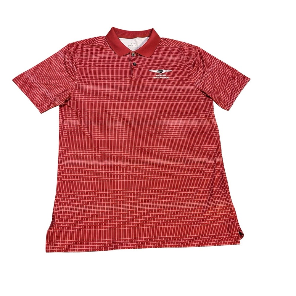 Nike Golf Polo Dri FIT Vapor Red White Mens Small Genesys Invitational